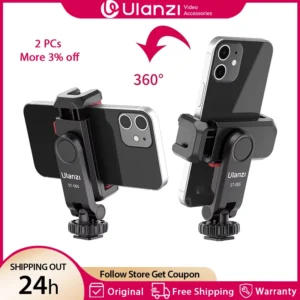 Ulanzi ST-06S Vertical Shooting Phone Mount Holder for DSLR Camera Monitor Mount Tripod Mount Clamp for Smartphone Vlog Shooting