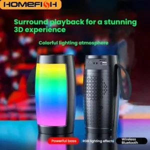 HOMEFISH Bluetooth Speakers Powerful Portable  Wireless Sound Box Subwoofer Car Audio Bass MP3 Player Sound System LED Lights