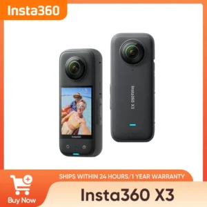 Original Insta360 X3 - Waterproof 360 Action Camera with 1/2" 48MP Sensors,5.7K 360 Active HDR Video,72MP Photo,4K Single-Lens