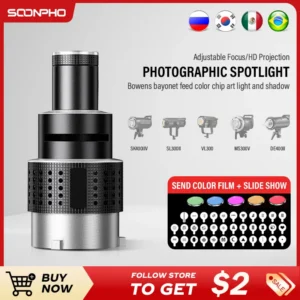 Soopho Bowens Mount Flash Snoot photography kit Video Artist Modelling Shape Photo Studio Light Kit with Optical Spotlight Lens