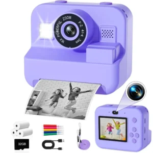 Educational Thermal Instant Print Camera With 32G Card, 1080P Children Mini Digital  Video Camera for Kids Learning  Development