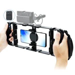 JJC Universal Smartphone Video Rig Kit with Remote Control Hand Grip Vlog Film Cage Phone Video Stabilizer Handheld Tripod Mount